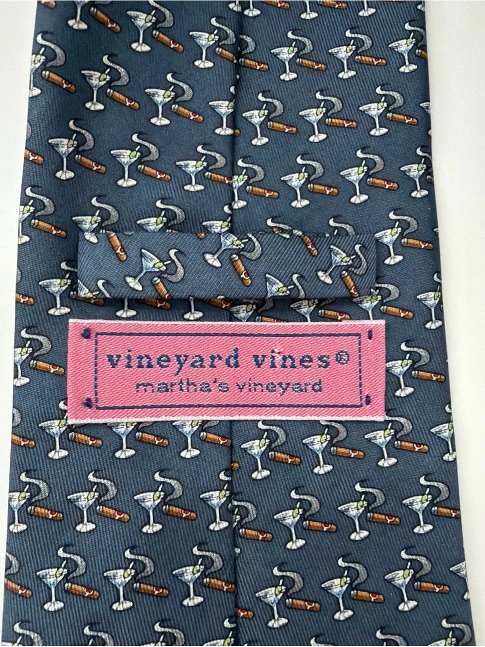 Vineyard Vines Martini & Cigar Themed Silk Tie